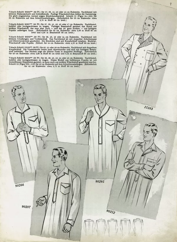Vintage menswear pyjama sewing patterns