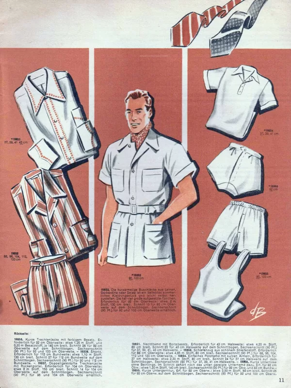 Vintage menswear sewing patterns 1950s