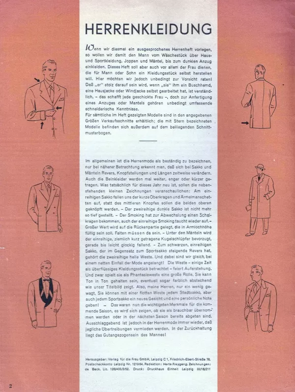 Vintage menswear sewing patterns 1950s