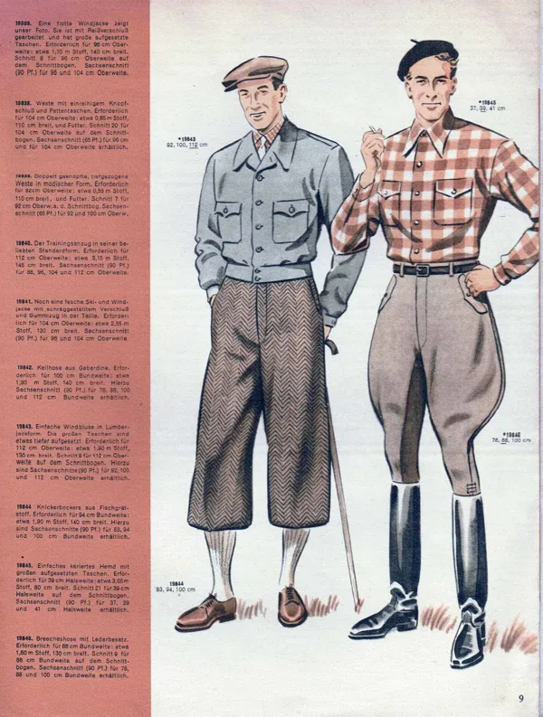 Vintage menswear sewing patterns 1950s